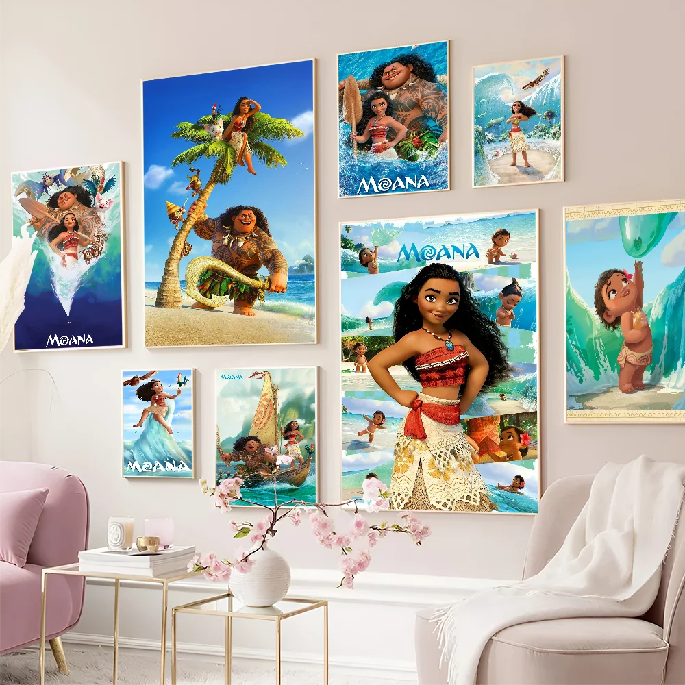Cartoon Movie M-Moana Anime Posters Sticky Whitepaper Prints Posters Artwork Kawaii Room Decor
