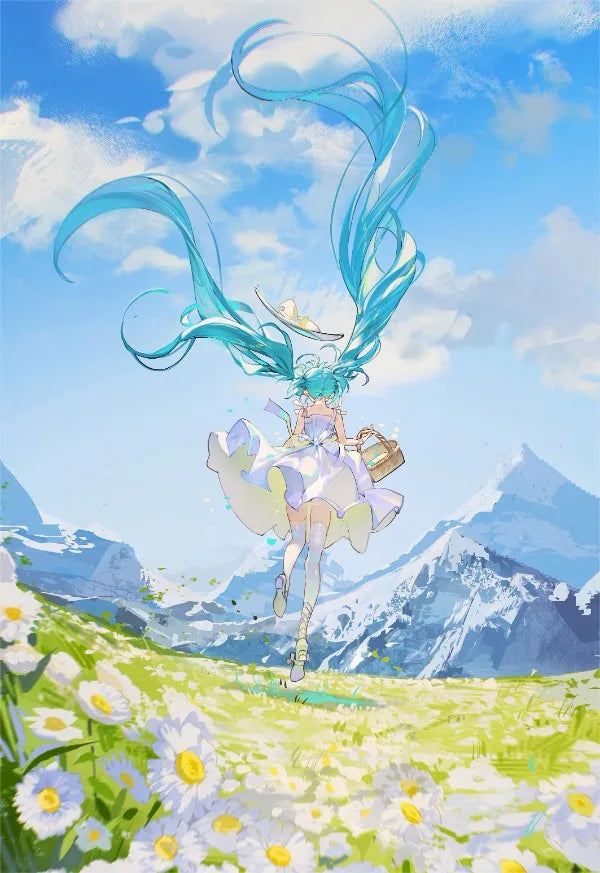 H-Hatsune Anime Miku-Poster Cartoon beautiful girl Anime Canvas Print Poster Poster Wall Art Decoration For Home Room Decoration
