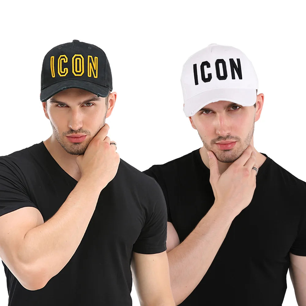 DSQICOND2 Brand 100% Cotton Baseball Caps ICON Letters High Quality Cap Men Women Customer Design Hat Black Cap Dad Hats