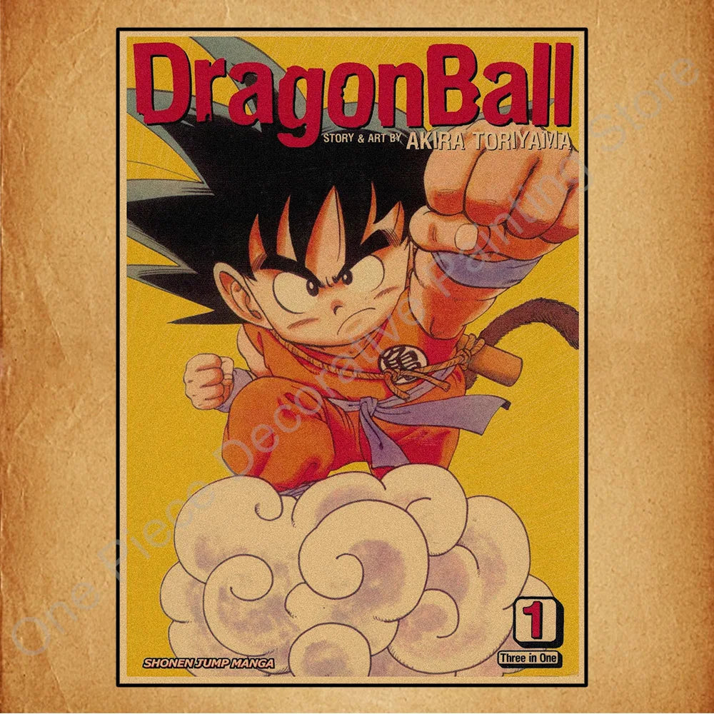 Bandai Classic Anime Retro Dragon Ball HD Poster Goku Gohan Vegeta Piccolo Friza Canvas Painting Print Wall Art Children Gift
