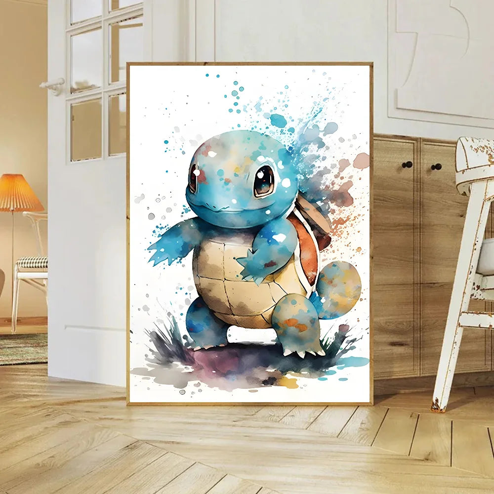 Miniso Anime P-Pokemon Poster Self-adhesive Art Waterproof Paper Sticker Coffee House Bar Room Wall Decor
