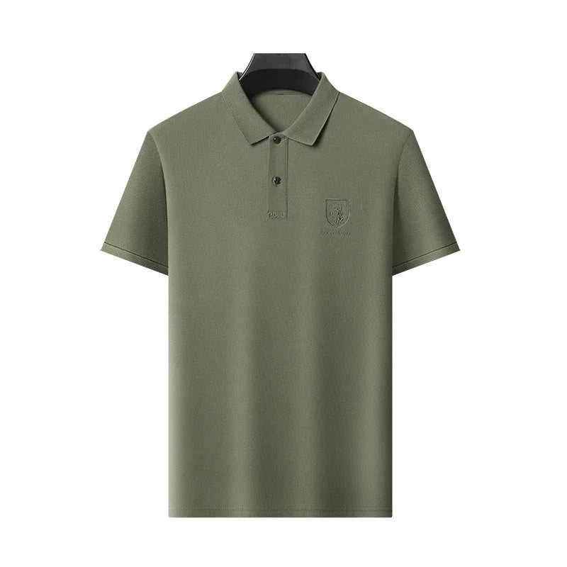 2024 Men's New Embroidered Cotton Business Leisure Short Sleeved POLO Shirt Fashion Short Sleeved Comfortable and Breathable Top