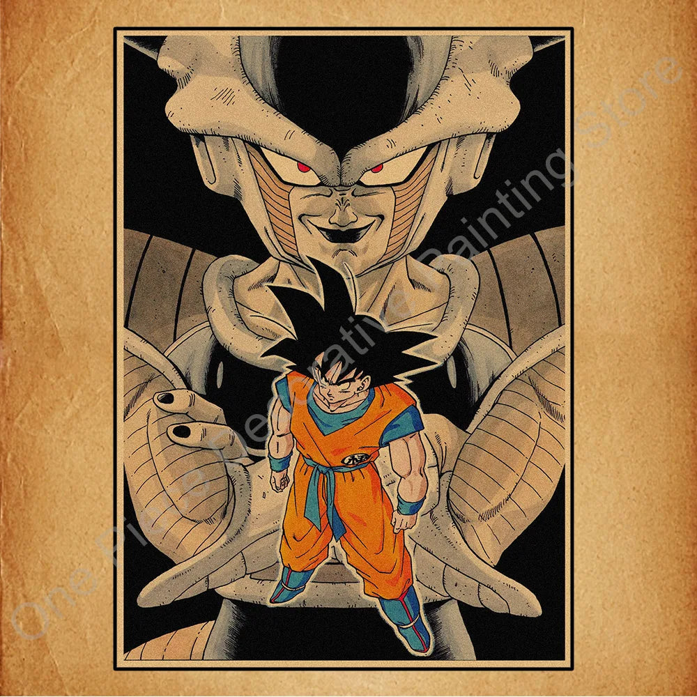 Bandai Classic Anime Retro Dragon Ball HD Poster Goku Gohan Vegeta Piccolo Friza Canvas Painting Print Wall Art Children Gift
