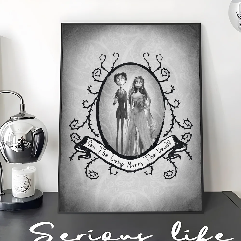 C-Corpse Bride Cartoon Movie Sticky Posters Retro Kraft Paper Sticker DIY Room Bar Cafe Aesthetic Art Wall Painting