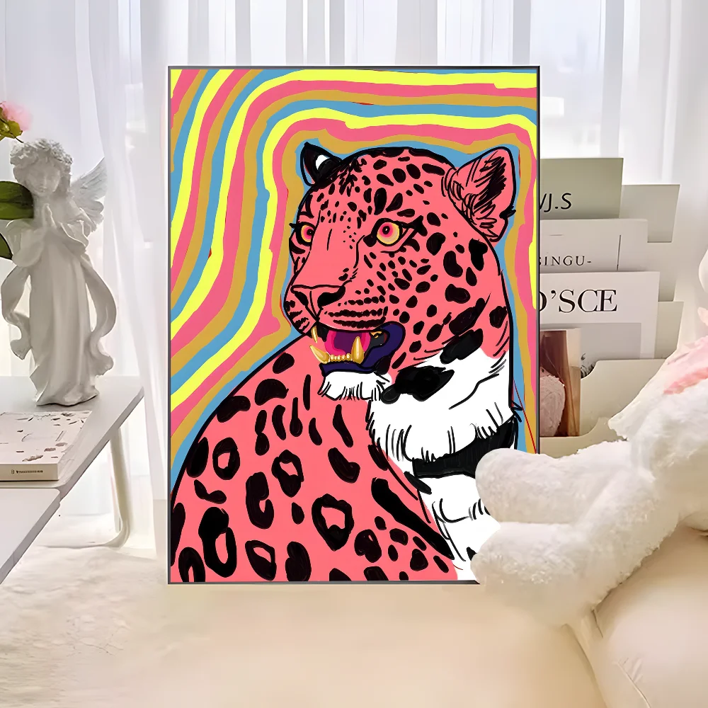 Wild Leopard Tiger Vase Flower Girl Power Whitepaper Poster HD Quality Poster Wall Art Painting Study Room Wall Decor