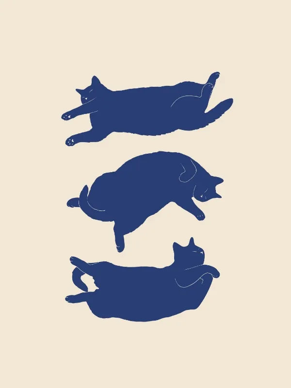 Funny Cat Dumpling Lazy Cat Illustration Abstract Line Poster Canvas Painting Nodic Wall Art Pictures Bathroom Home Decoration