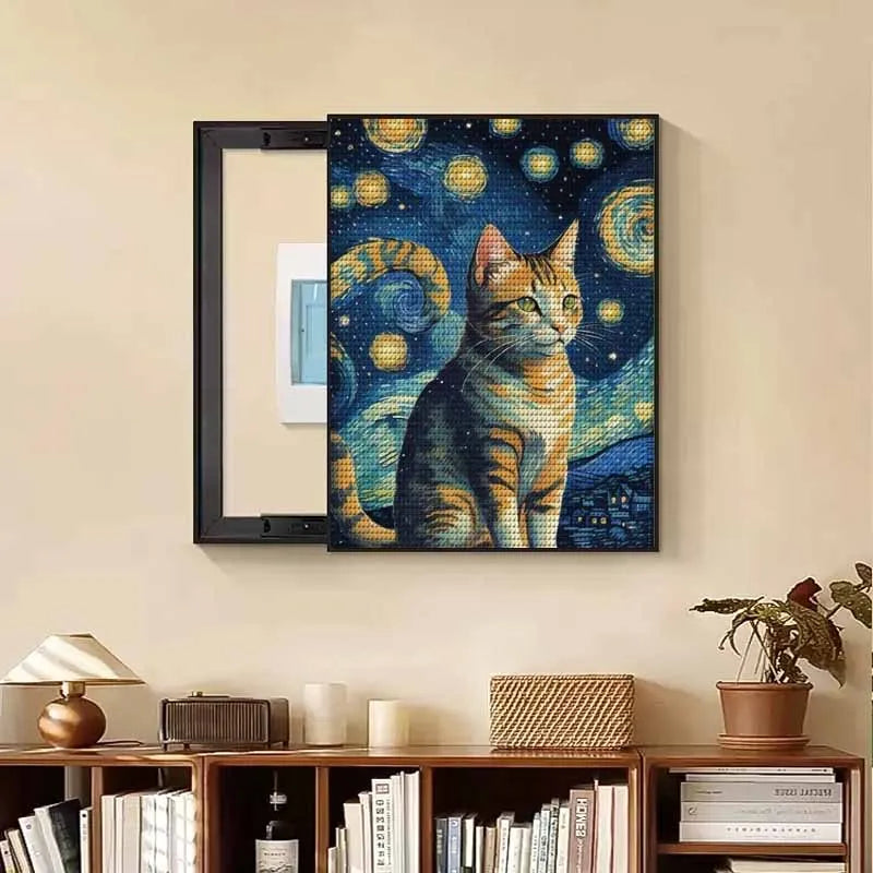 DIY Full Diamond Painting Cat under the stars Mosaic Adult Dot diamond cross stitch set living room bedroom decorative painting