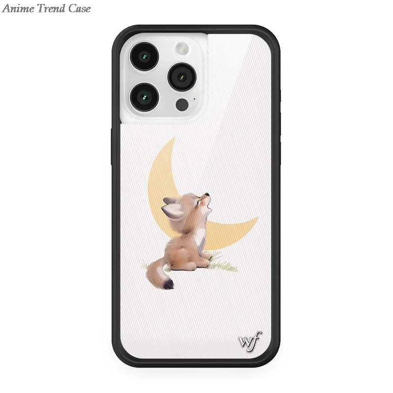 Wildflower 3D WF Metal Logo Phone Case for iPhone 16 15 14 13 12 Pro Max Plus 14pro 16pro Animal Butterfly Horse Fox Cover Funda