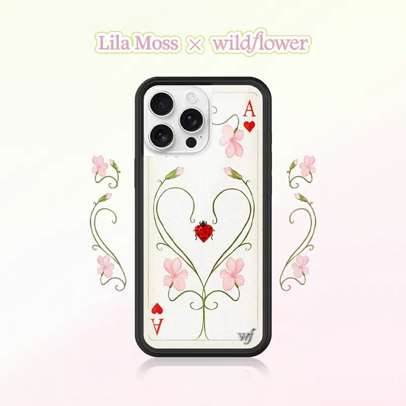 Wildflower Lila Moss Dreamy Hearts Flower Wildflower Phone Case For iPhone 12 13 14 15 16 Pro Max WF 3D Love Heart Poker A Case