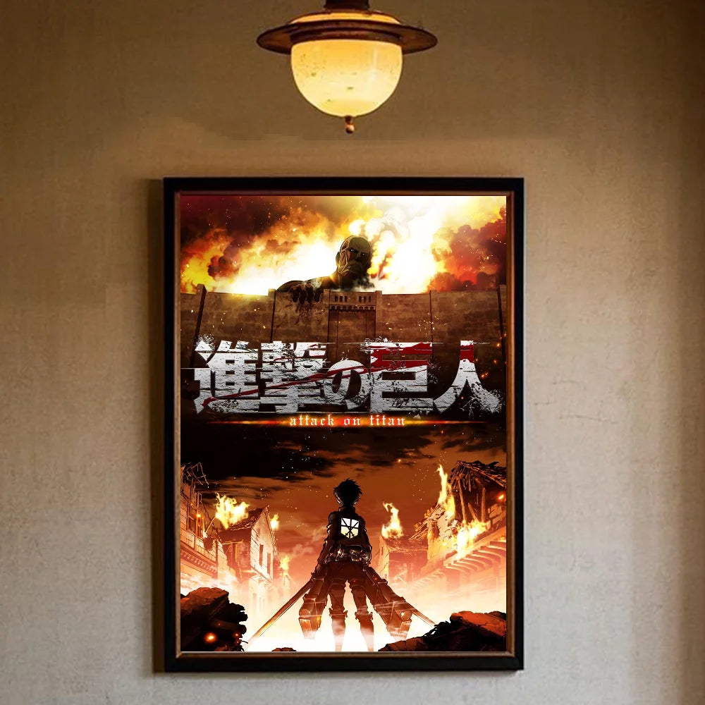 A-Attack on Titan Poster art sticky wall waterproof home living room bedroom bar aesthetic decoration