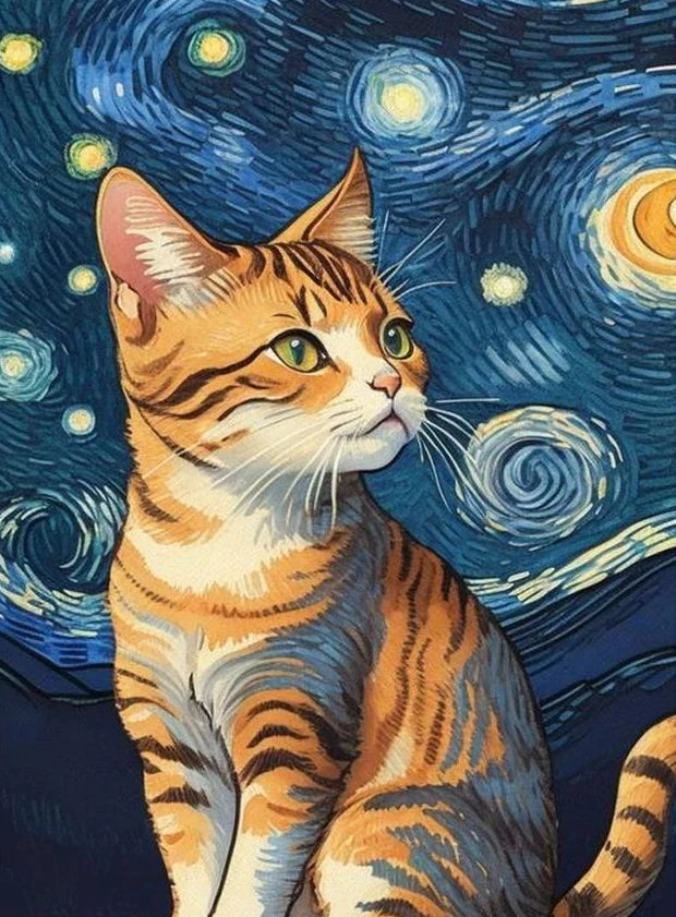 DIY Full Diamond Painting Cat under the stars Mosaic Adult Dot diamond cross stitch set living room bedroom decorative painting