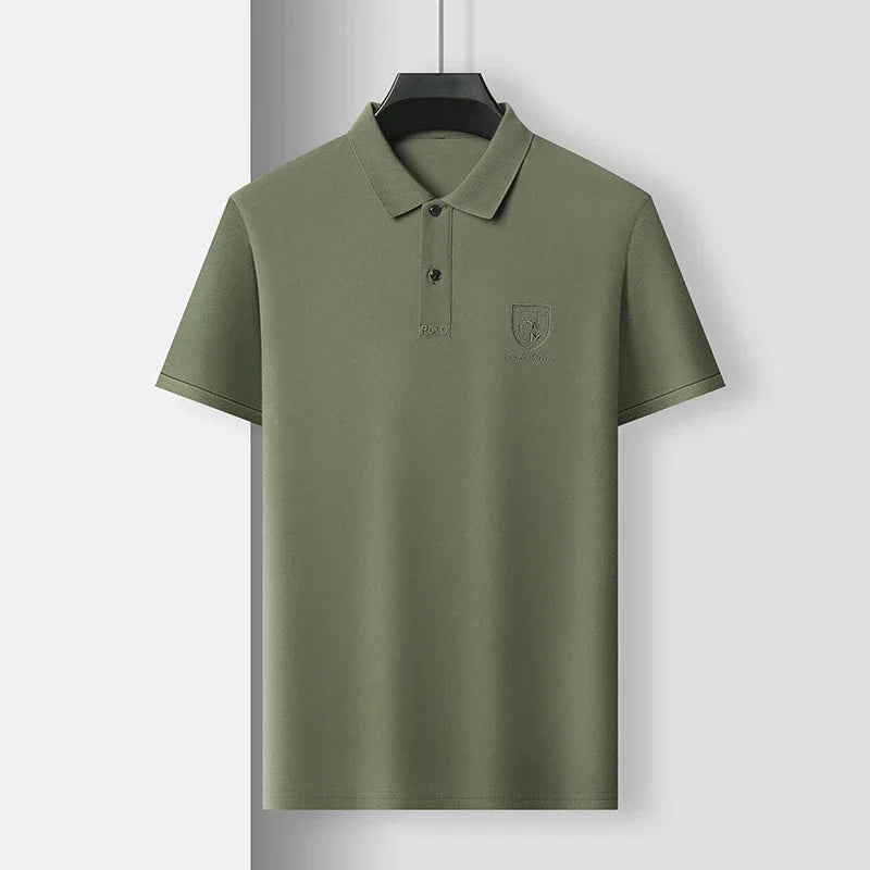 2024 Men's New Embroidered Cotton Business Leisure Short Sleeved POLO Shirt Fashion Short Sleeved Comfortable and Breathable Top