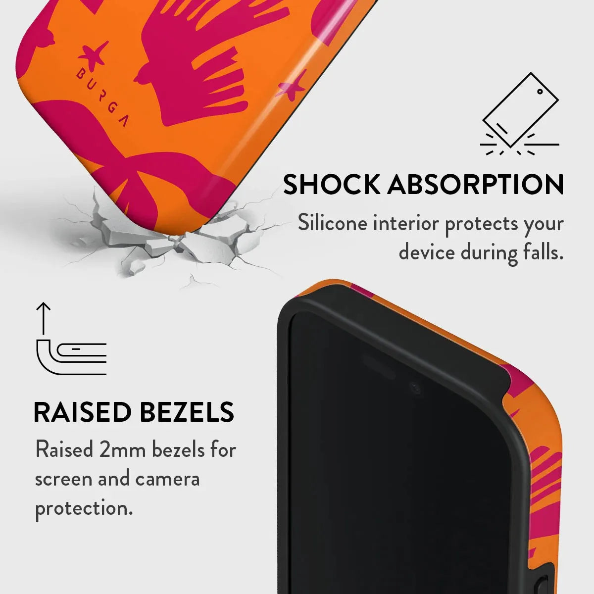 Orange Red Strange Cool BURGA Phone Case for iPhone 16 15 14 13 12 11 X XS XR XSMAX 7 8 Pro Max Plus Double-layer Back Cover