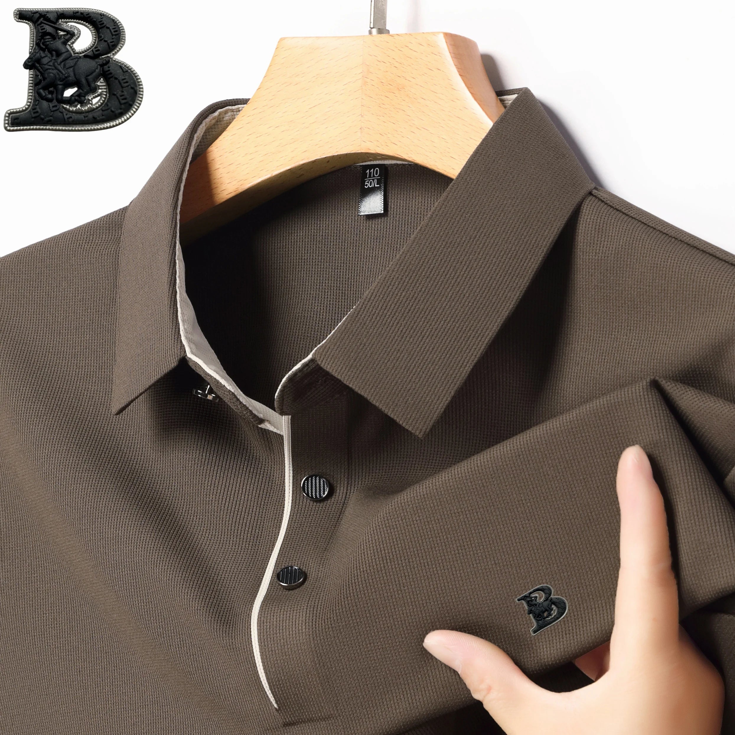 New Summer Men's Elastic Breathable Short Sleeve Designer Luxury Embossed Polo Shirt Fashionable Slimming Business Casual Tshirt