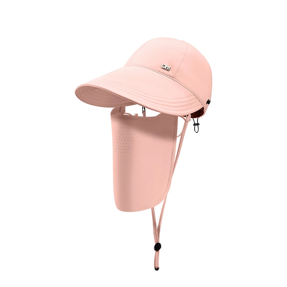 OhSunny Women Baseball Cap 2024 New Fashion Spring Summer Adjustable Sun Visor Anti-UV UPF1000+ Hats with Face Protective Scarf