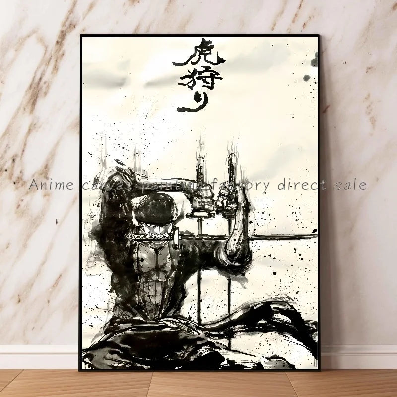 Anime One Piece Zoro Poster Ink HD Print Canvas Painting Wall Art Mural Suitable for Cafe Home Wall Decoration Picture Gift