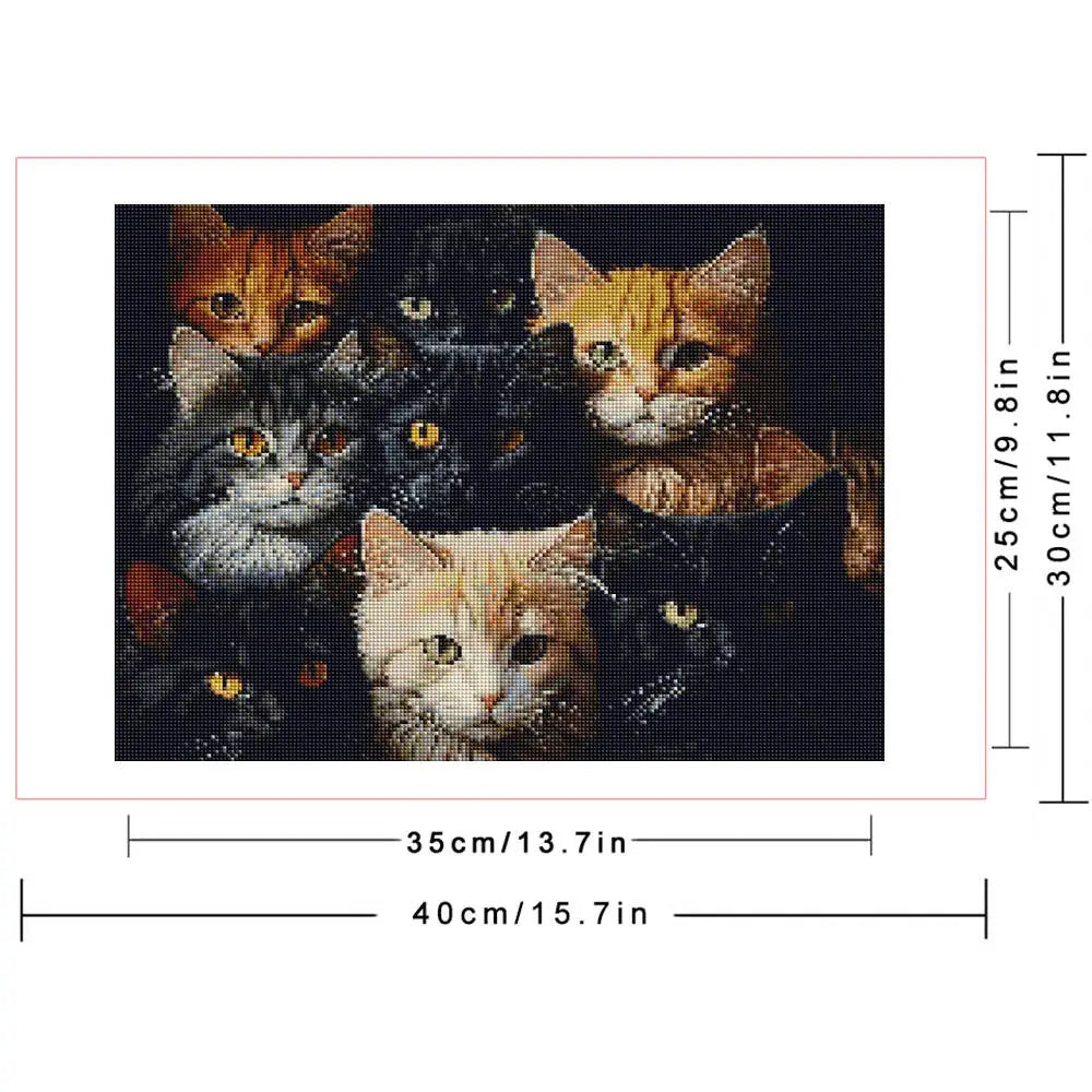 Huacan Diy Diamond Mosaic Cat Full Diamond Painting Animal Handmade Home Decoration Rhinestone Pictures Craft Kit