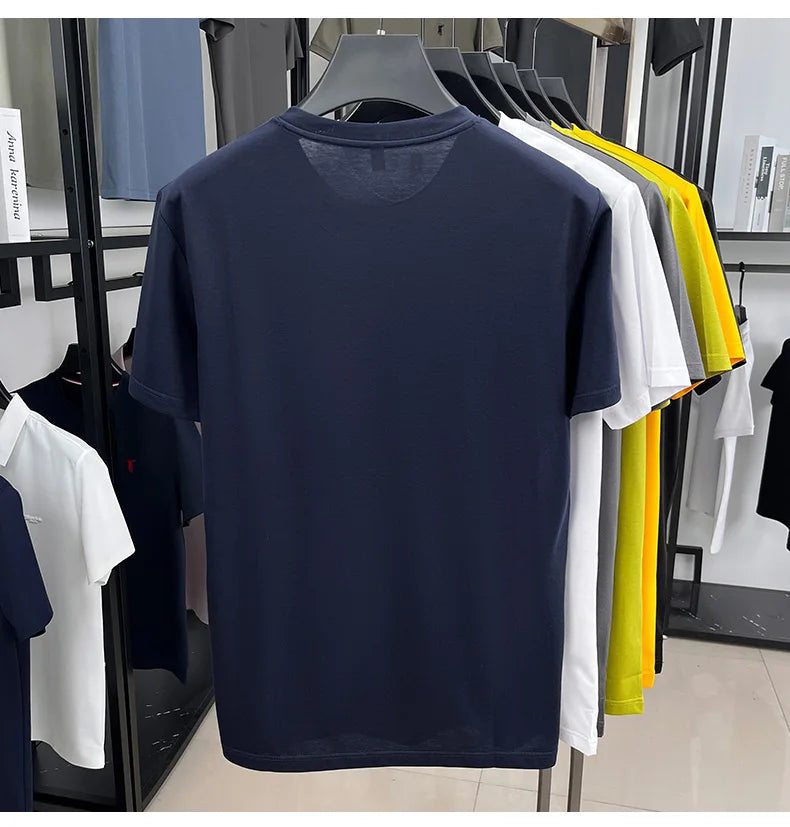 Designer brand short sleeve T-shirt high-end pony embroidery summer new top comfort breathable fashion round neck men's clothing