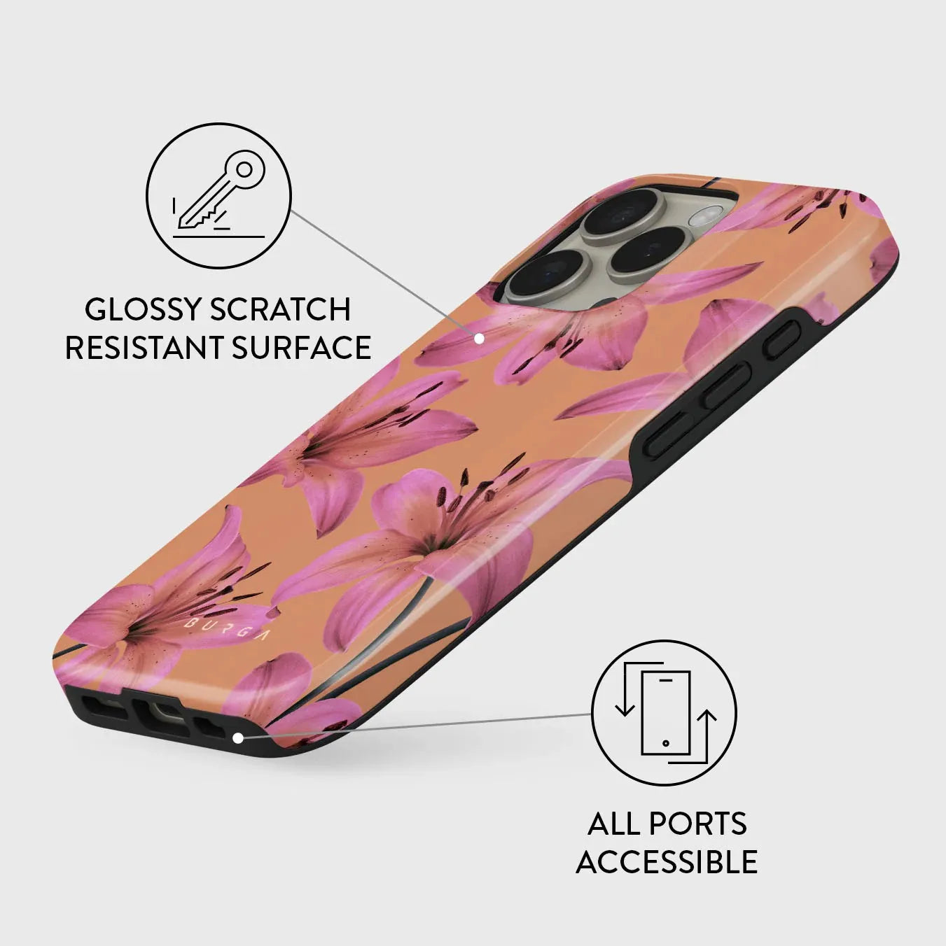 Pollen BURGA Phone Case for iPhone 16 15 14 13 12 11 X XS XR XSMAX 7 8 Pro Max Plus Luxury Double-layer Back Cover