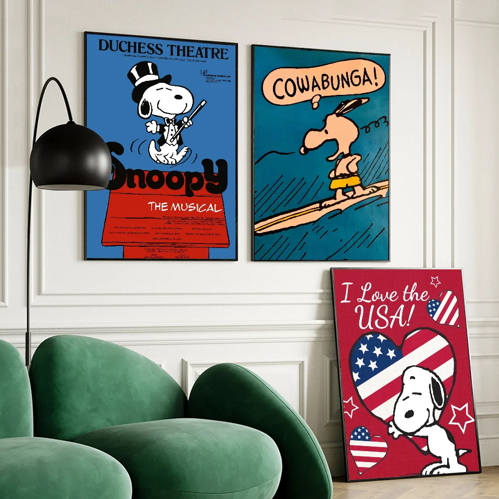 Kawaii Cartoon Comics S-Snoopy Poster Sticky HD Quality Wall Art Retro Posters for Home Kawaii Room Decor