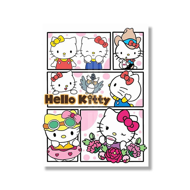MINISO Cartoon Poster Sanrio Kuromi Hello Kitty Canvas Wall Art Print Mural Home Decoration Birthday Christmas Gift