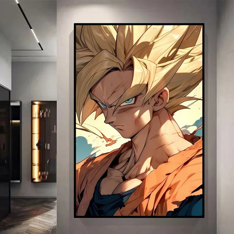 Dragon Ball Decorative Painting Sun Wukong Super Saiyan Japanese Anime Hanging Picture Living Room Bedside Mural