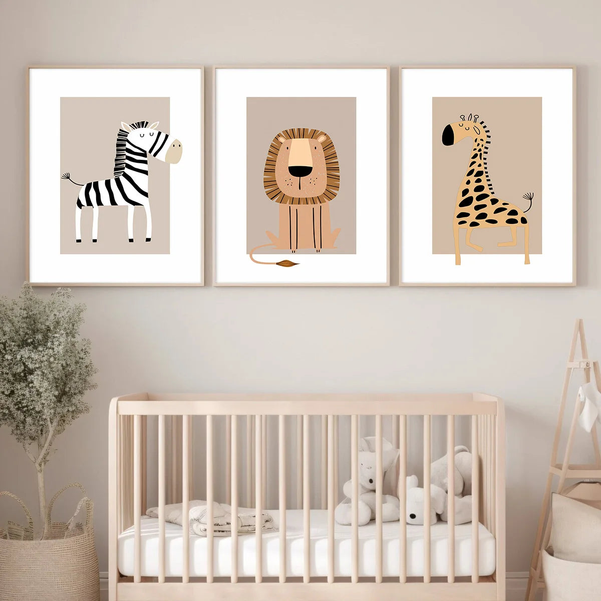 Set of 3 Bohemian Giraffe Toddler Mural Canvas, Zebra Forest Toddler Decoration, Interesting Lion Animal Printing Poster, Children's Forest Art Room, Toddler Printing, Toddler Decoration, Animal Toddler, Children's Room Decor