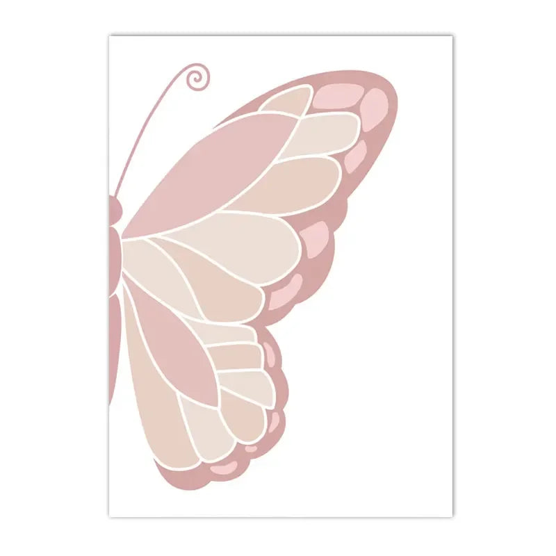 Pink Heart Nursery Poster Sun Daisy Butterfly Rainbow Wall Art Canvas Painting Personalized Name Print Pictures Girl Room Decor