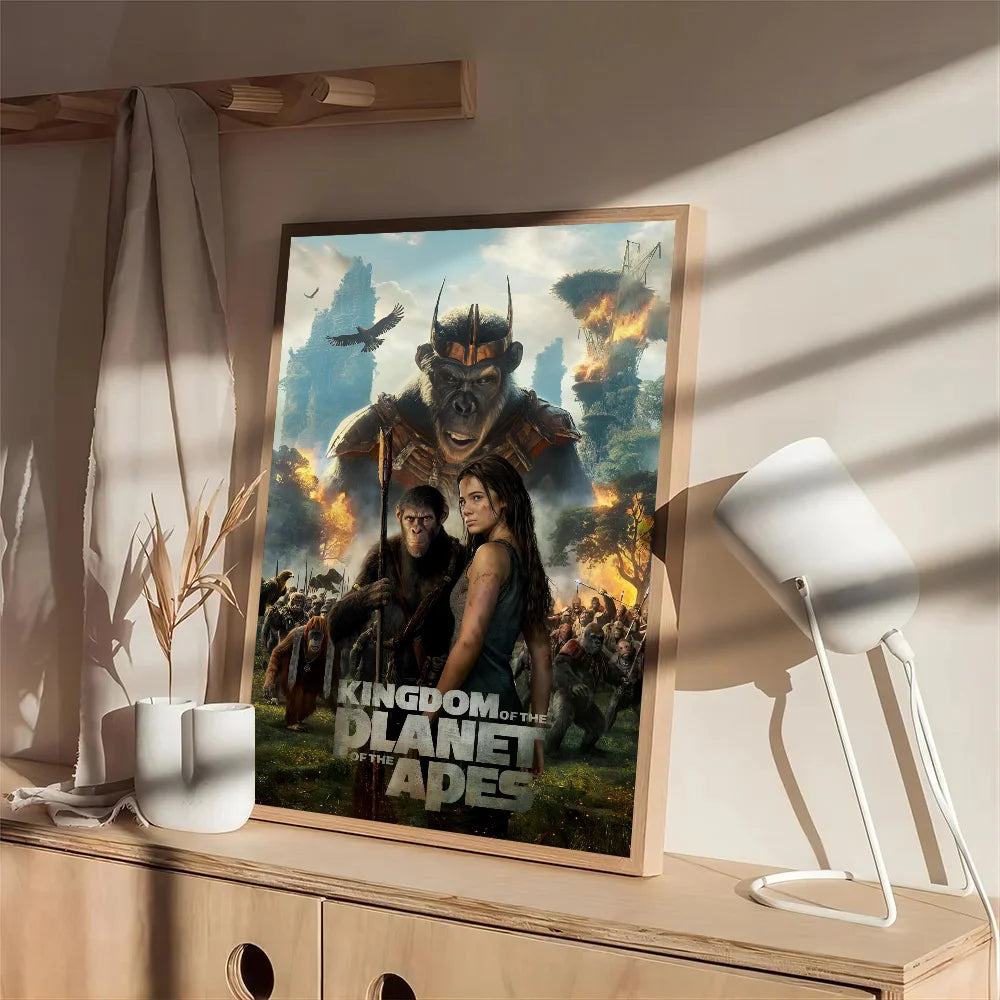 1PC Cool Movie Kingdom Of The Planet Of The Apes Poster Self-adhesive Postera Painting Print Aesthetic Pictures Home Room Decor