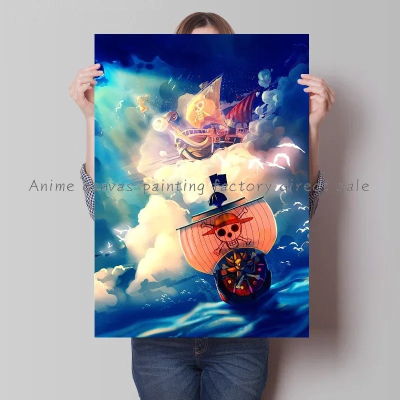 Japan Bandai Retro Anime Surrounding One Piece Luffy Art Canvas Painting Posters Print Mural Home Wall Aesthetic Room Decor