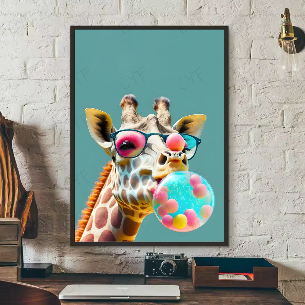 Multi-sizes Cute LIama Poster HD art sticky wall waterproof home living room bedroom bar aesthetic decoration