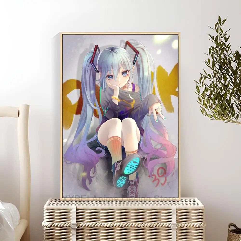 Virtual Idol H-Hatsunes M-MikU Poster Modern Art Mural Indoor Wall Sticker Bedroom Bedside Display Decorative Painting