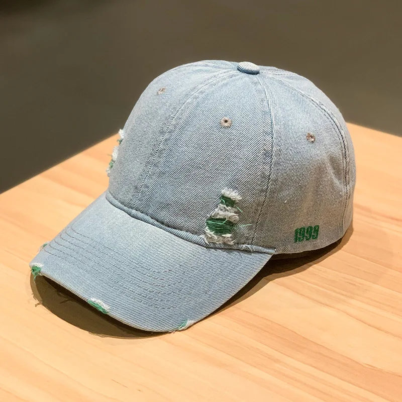 New Fashion Adult Washed Denim Baseball Caps Men Women Casual Solid Snapback Sport Cap Ripped Distressed Hip Hop Fishing Hats