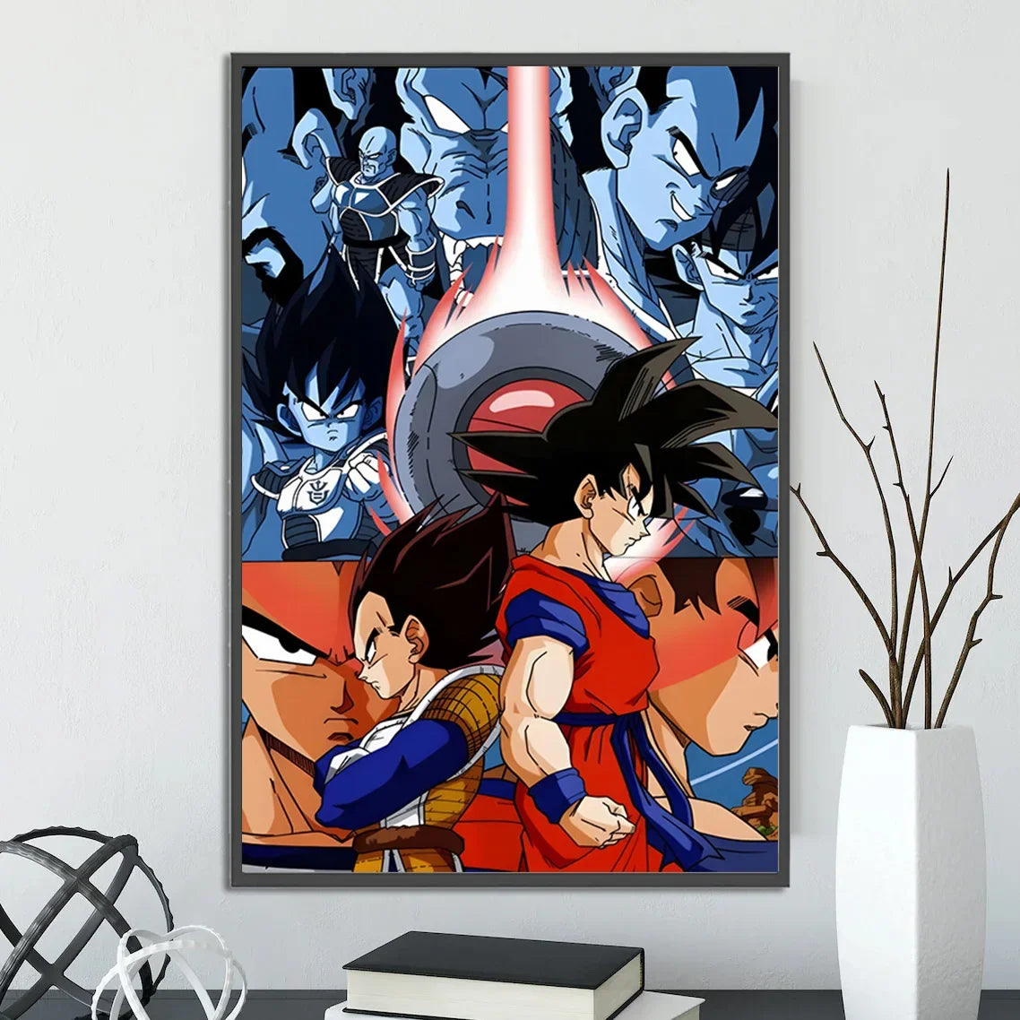 Dragon Ball Self-adhesive Poster Super Saiyan Goku Anime Wallpapr Vegeta Home Decoration Painting Wall Art Kid Birthday Gift