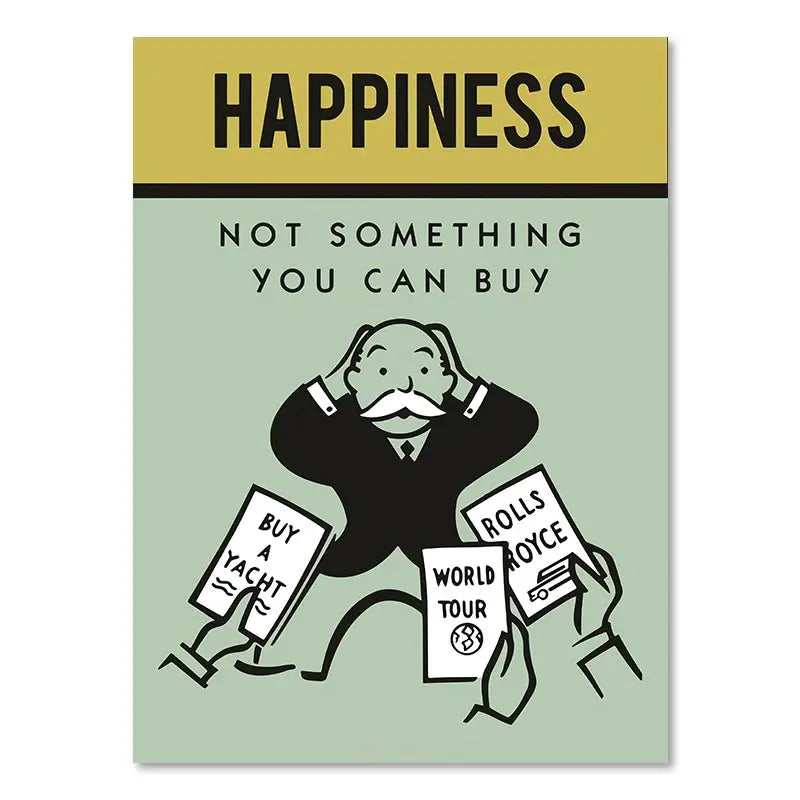 Monopoly Millionaire Dollar Money Poster Cartoon Figure Motivational Quote Canvas Painting Room Wall Art Picture For Home Decor