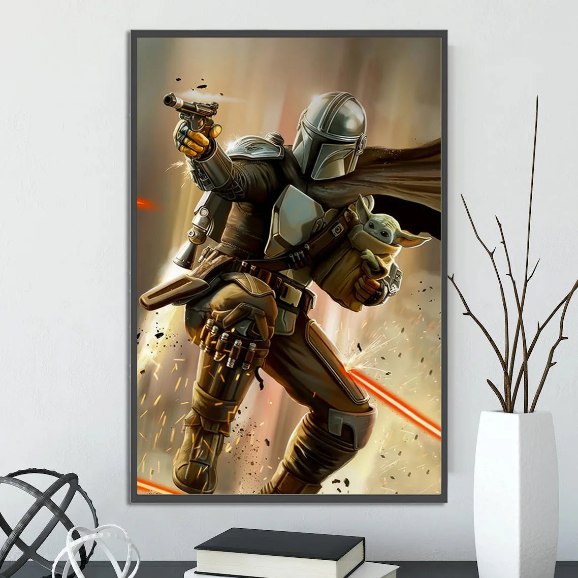 Star Wars Mandalorian Self-adhesive Poster Figures Home Decoration Painting Wall Art Computer Room Decor Kid Gift Yoda Wallpaper