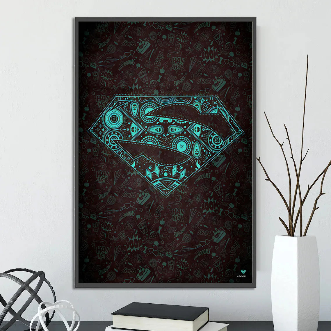 DC Superman Logo Self-adhesive Poster Movie Wallpaper Figures Home Decoration Painting Wall Art Batman Room Decor Kids Gift