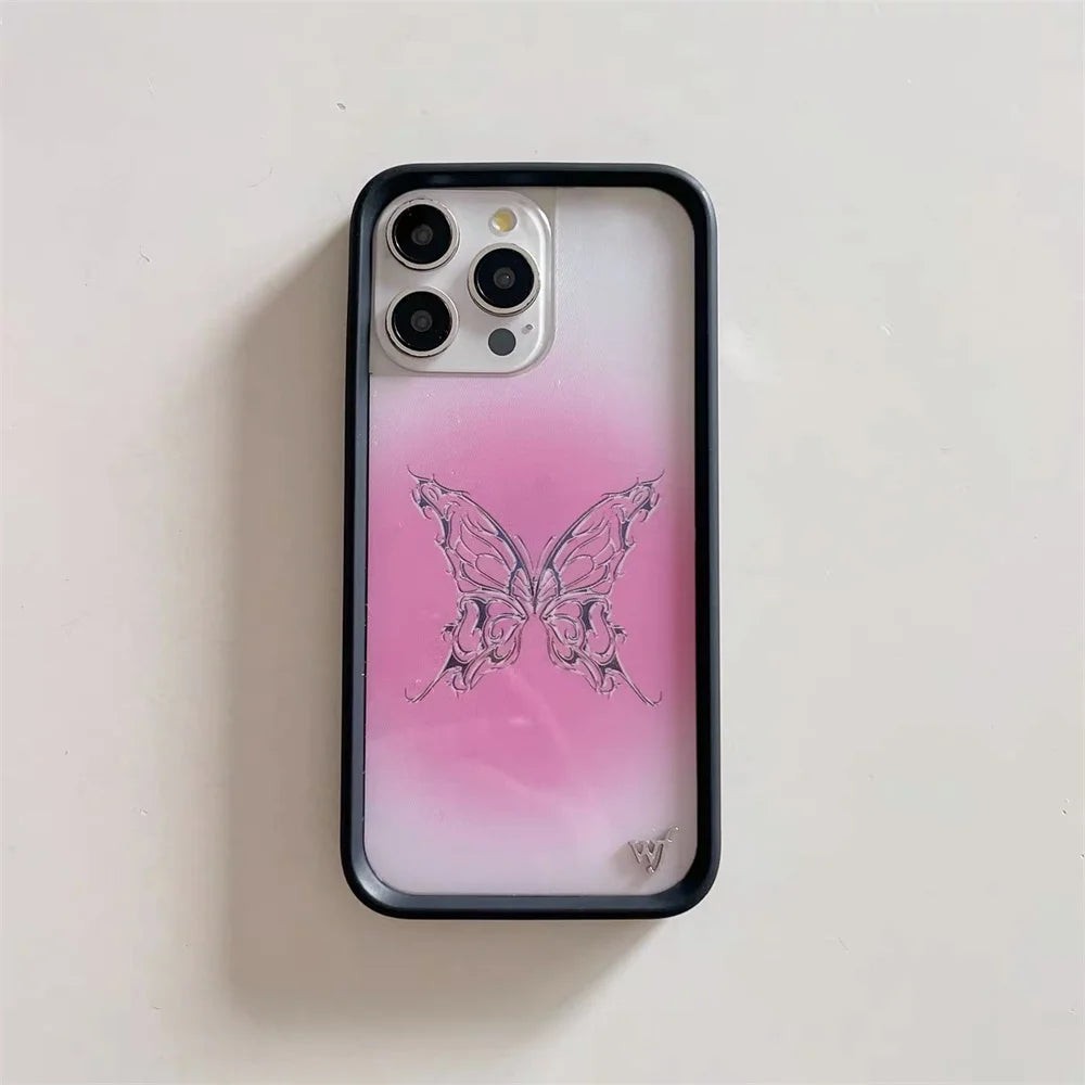 Wildflower strawberry Phone Case for iPhone 12 13 Pro 14 Pro 15 plus 16 promax Cover WF Leopard Print Cherry Cute Cartoon Cover