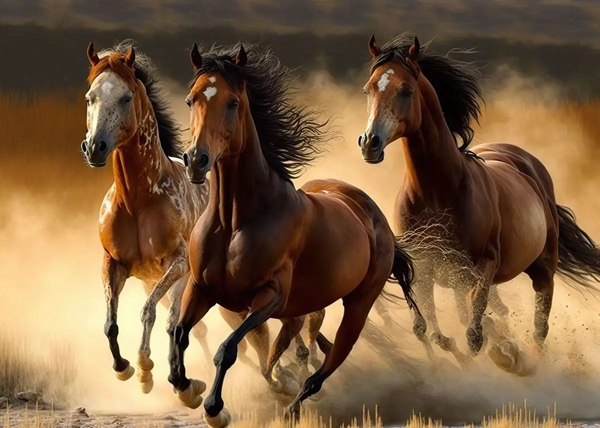 Classic Animal Running Horse Sunset Landscape Art Poster Canvas Painting Wall Prints Picture for Living Room Home Decor