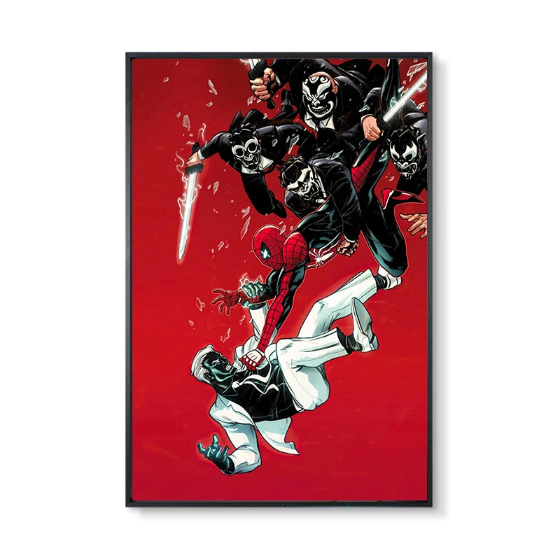 Marvel Super Hero Decorative Painting Anime Spider Man Art Poster Retro American Film Mural Home Childrens Room Wall Decor Print