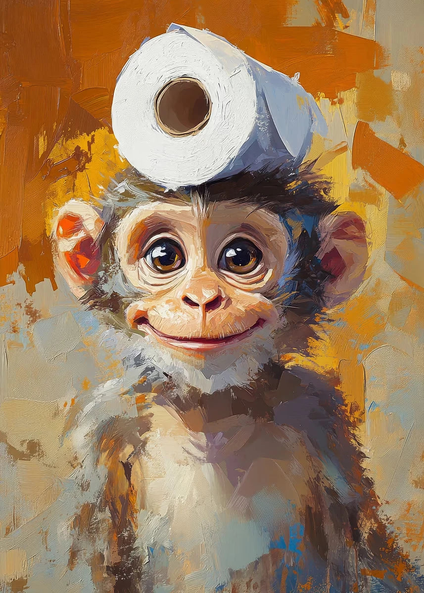 Giraffe Cat Raccoon With Toilet Paper Cute Animals Poster Print Canvas Painting Oil Bathroom Wall Art Funny Humor Home Decor
