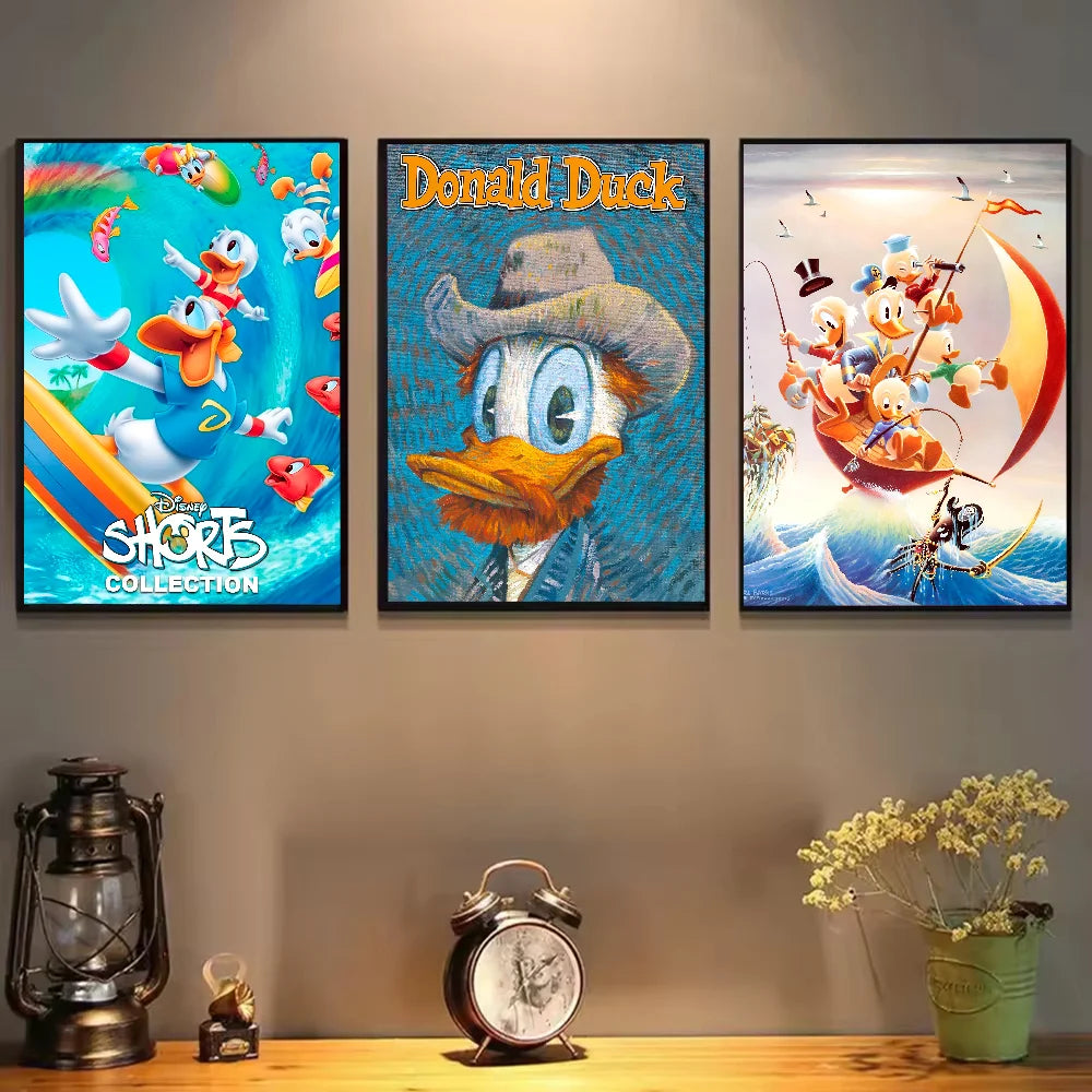 Cute Funny Cartoon Duck Poster Self-adhesive Art Waterproof Paper Sticker Coffee House Bar Room Wall Decor