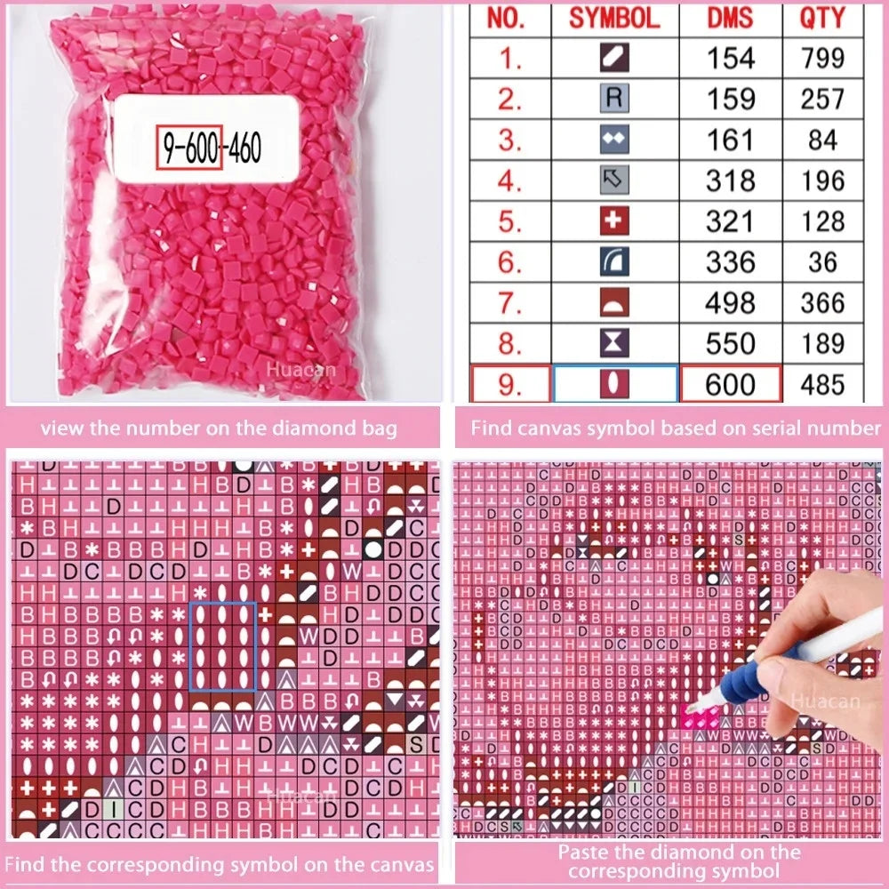 Huacan New Diamond Painting Animal Home Decor Full Round Square Drill Mosaic Chicken Picture Of Rhinestones Craft Kit