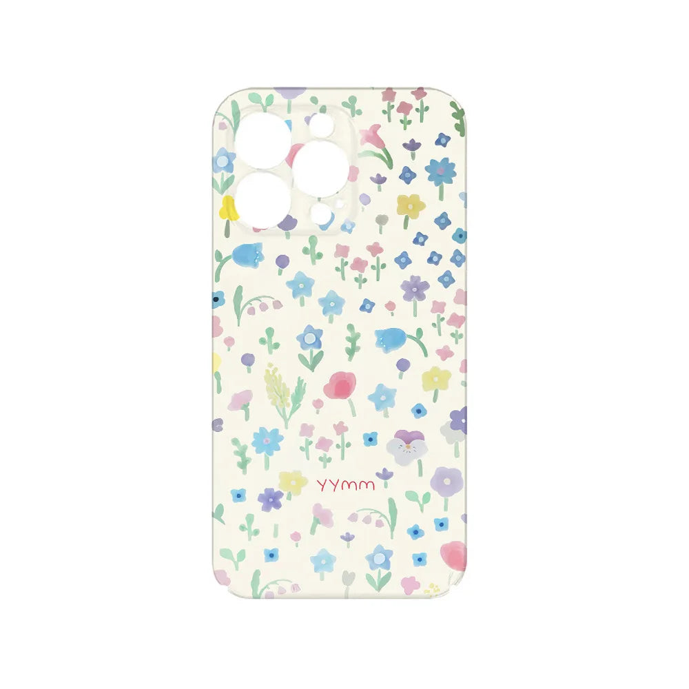 Korean Ins Full Screen of Shattered Flowers Case for IPHONE 16 ProMax 15 14 13 12 11 PRO Plus Acrylic TPU Two in One Phone Cases