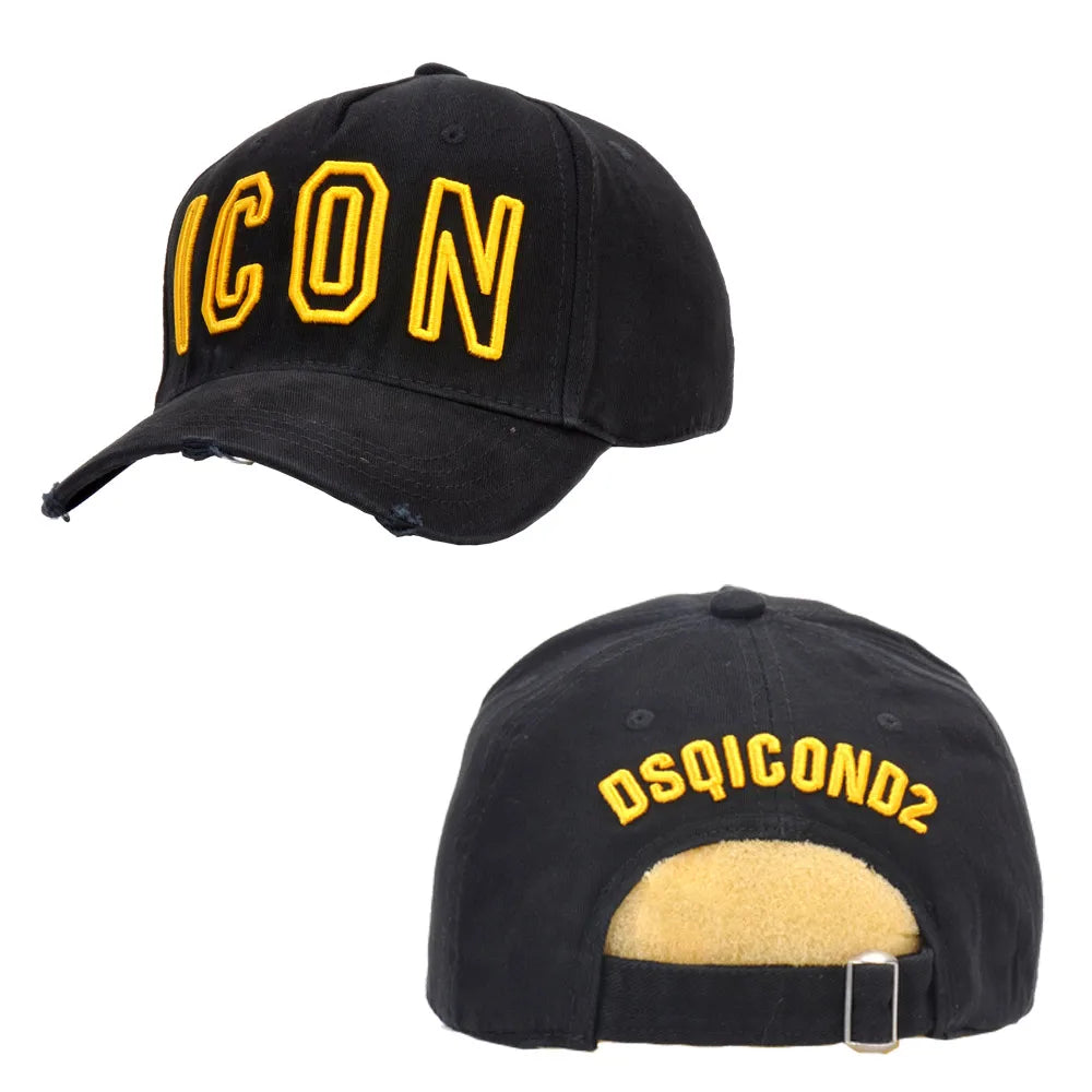 DSQICOND2 Brand 100% Cotton Baseball Caps ICON Letters High Quality Cap Men Women Customer Design Hat Black Cap Dad Hats