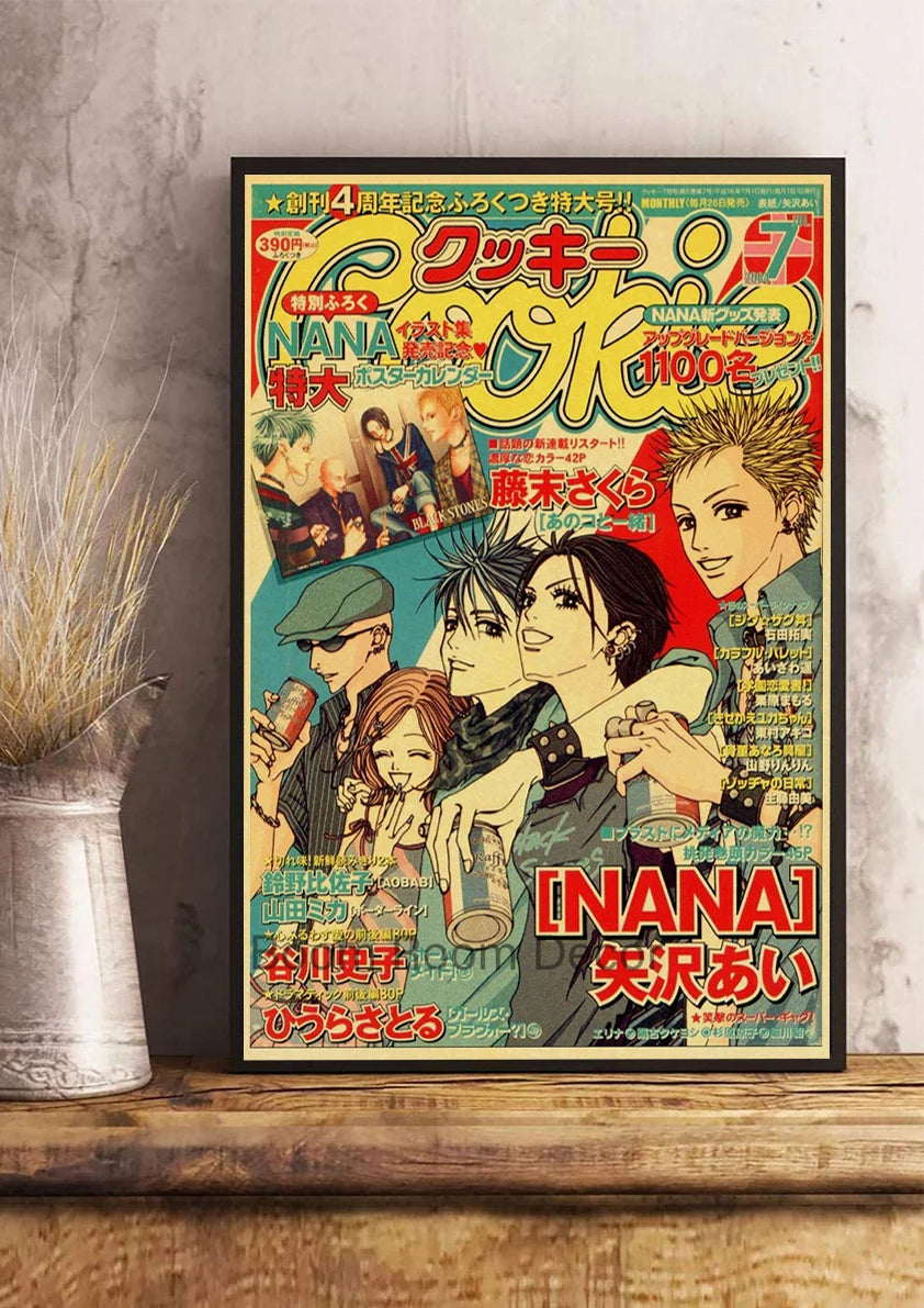Hot Anime Posters NANA Retro Kraft Paper Sticker Poste 2021 Arrivals Bar Cafe Decor Nostalgia Gift Funny Prints Wall Paintings