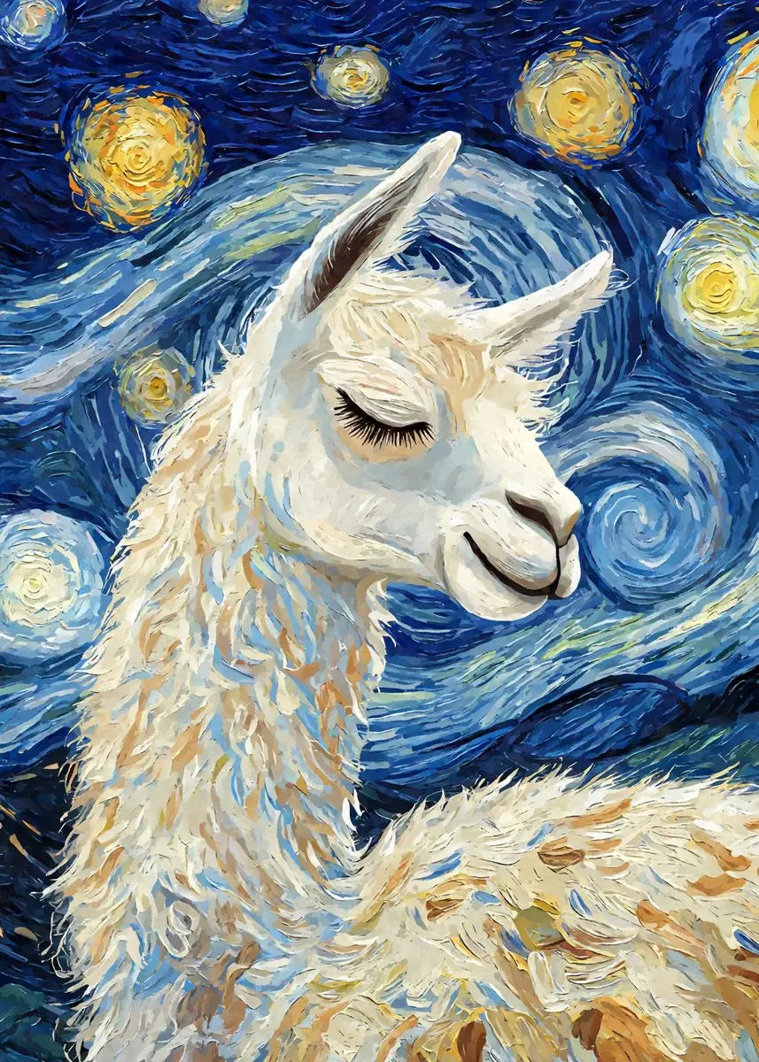 Starry Night Cute Animals Poster Cat Dog Axolotl Platypus Canvas Painting Abstract Wall Art Exhibition Living Room Home Decor