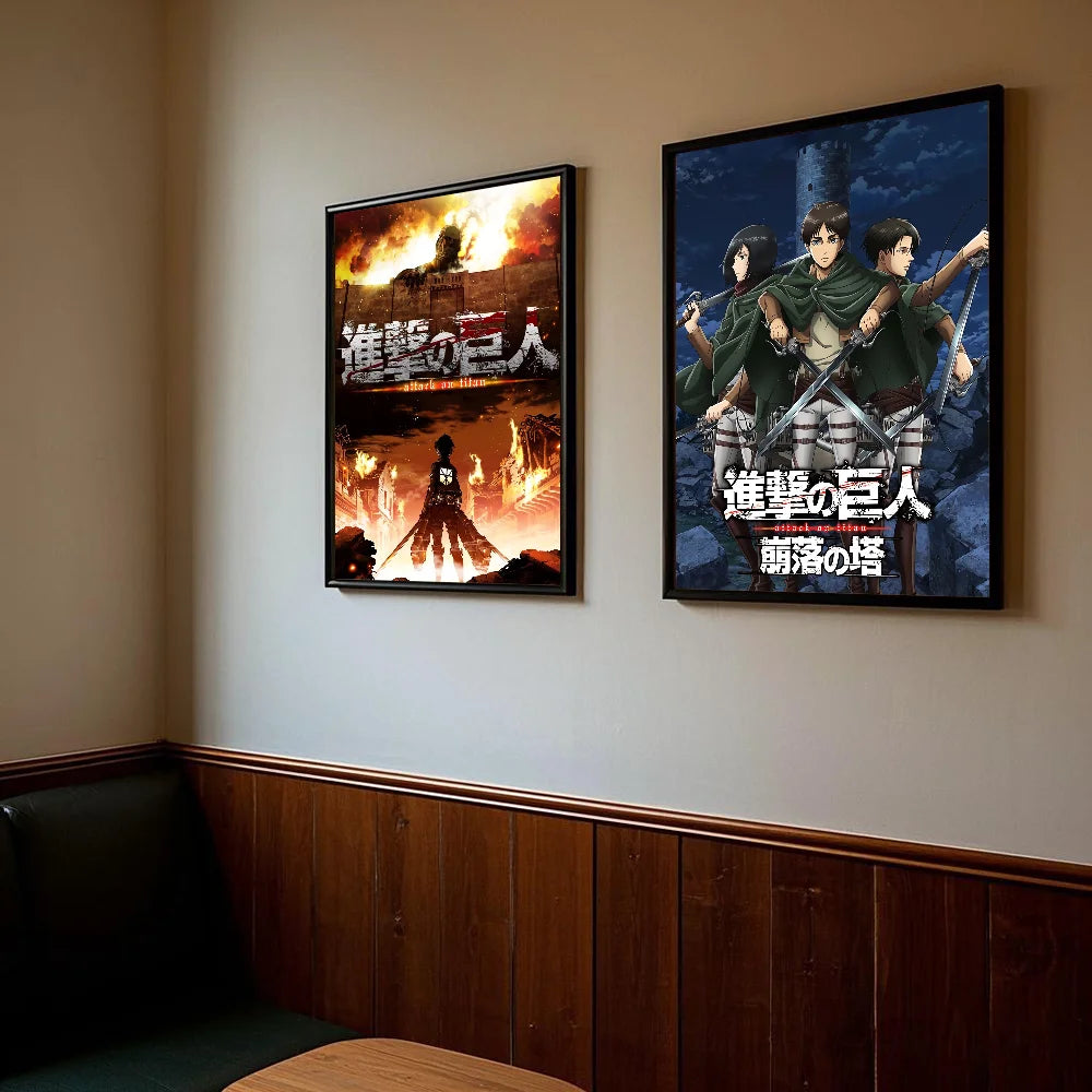 A-Attack on Titan Poster art sticky wall waterproof home living room bedroom bar aesthetic decoration