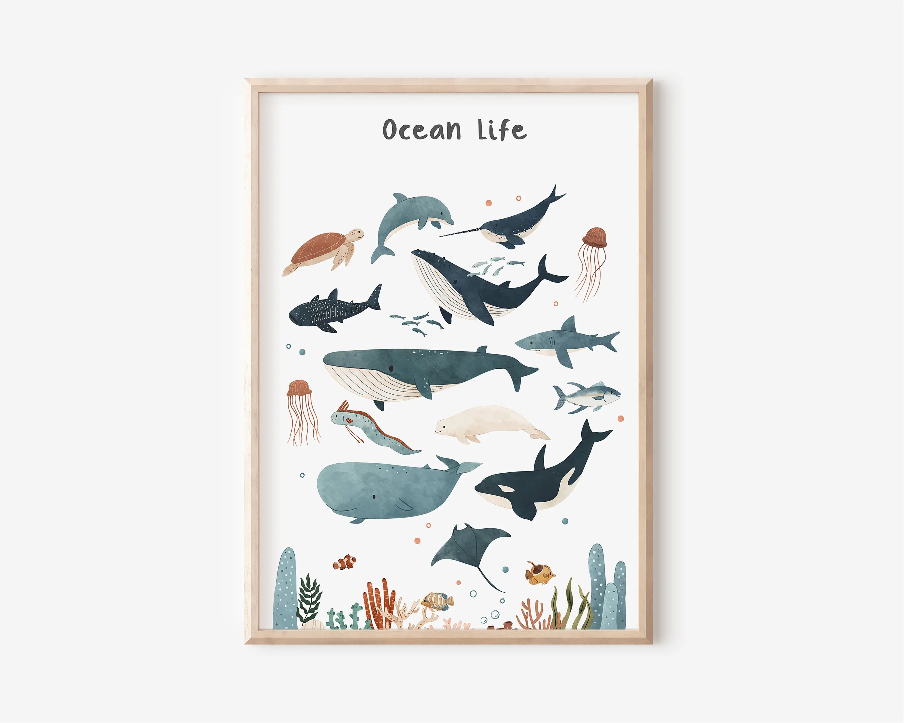 Nordic Retro Alphabet Number Poster And Prints Children's Room Decor Cartoon Animal Plant Tool Wall Art Canvas Painting