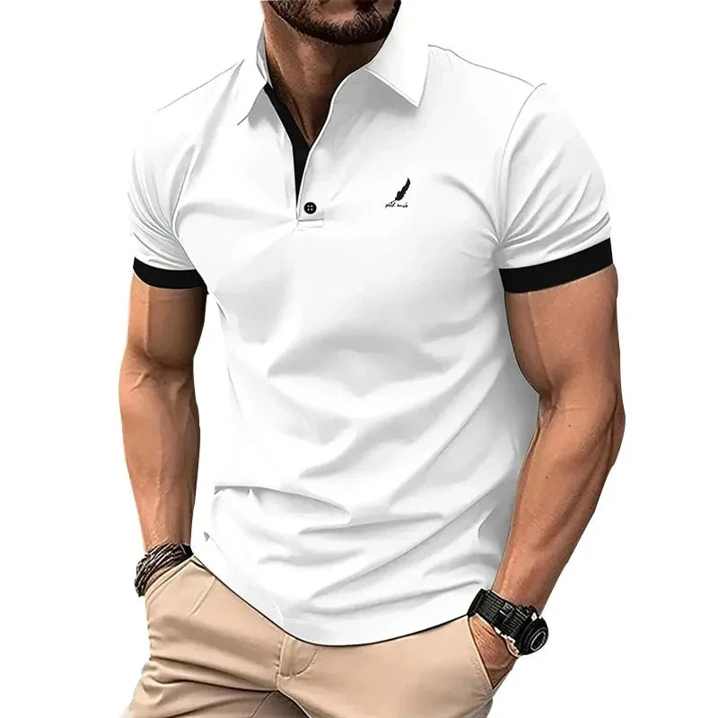 New Fashion Men's Polo Shirt Business Casual Turn-down Collar Buttoned Short Sleeve T Shirt Summer Street Quick Dry Men Clothing
